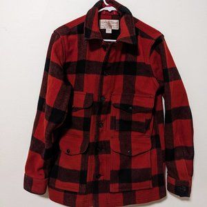 Filson Mackinaw Wool Cruiser Jacket Red Black Plaid Size Small USA Made